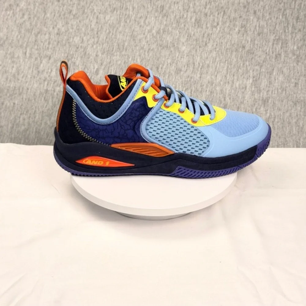 AND1 Delta‎ TPR Basketball Shoes Blue Purple Orange AD90202MLDU Mens Size 8 NEW
